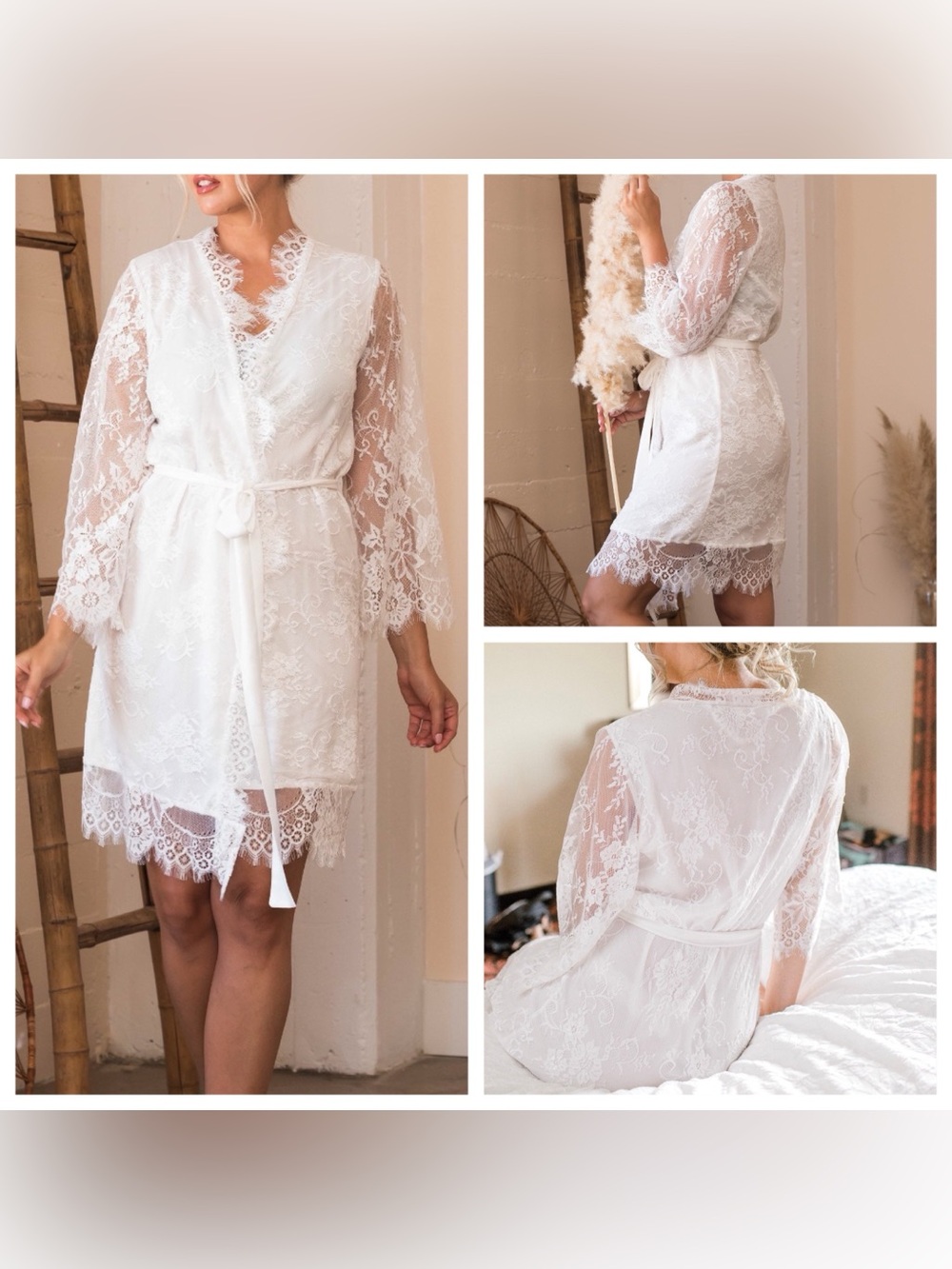White Lace Wedding Bridal Robe